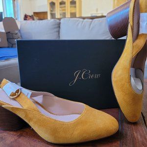 J. Crew Yellow Suede 1in Heal Pump